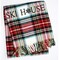 Homeroots 55" X 70" Black Red And White Plaid Cotton Blend Ski House Embroidered Throw Blanket with Fringe 713572 - alternate 6