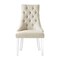 Homeroots Set of Two Tufted Cream and Clear Upholstered Linen Dining Side Chairs 543513 - alternate 9