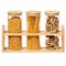 Basicwise 3 Pcs 30oz Glass Jars with Bamboo Shelf for Storing Ground Coffee, Sugar, Beans and Grains,  QI004707 - alternate 1