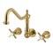 Kingston Brass Two-Handle Wall Mount Kitchen Faucet, Brushed Brass KS1287BEX - alternate 1