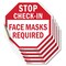 Signmission Stop Check-in Face Masks Required, 4 inch X 4 inch, Vinyl Decal, 5PK OC-D-5PACK-4-54 - alternate 1