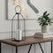Homeroots 19" Black Distressed Geometric Metal And Glass Tabletop Lantern Candle Holder 608384 - alternate 5