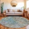 Homeroots 8' Fern Green Round Abstract Washable Indoor Outdoor Area Rug 607868 - alternate 9