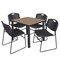 Regency Square Kee Breakroom Table W/ 4 Zeng Stack Chairs, 42 in W, 42 in L, Noble Oak TB4242NOBPBK44BK - alternate 1