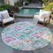 Homeroots 8' Teal Blue Green And Purple Round Geometric Washable Indoor Outdoor Area Rug 603486 - alternate 8