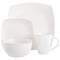 Gibson Soho Lounge 16 Piece Fine Ceramic Soft Square Stoneware Dinnerware Set in White 136631.16 - alternate 5
