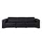 Homeroots 110" Black Top Grain Leather Reclining Metal USB Sofa 720301 - alternate 1