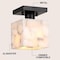 Jonathan Y Alessia 5" 1-Light Modern Contemporary Alabaster/Iron Cube LED Semi Flush Mount, White Marbling/Black JYL1202B - alternate 10