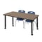 Regency Kee Mobile Adjustable Classroom Table W/ 2 Andy Mobile Chairs, 60 in W, 24 in L, Noble Oak MT6024NOAPCBK45NV - alternate 1