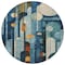 Homeroots 8' Blue Ivory And Copper Round Geometric Washable Indoor Outdoor Area Rug 604502 - alternate 8