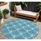 Homeroots 8' Teal Blue And Ivory Round Geometric Washable Indoor Outdoor Area Rug 594745 - alternate 1