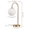 Jonathan Y Arco 18.25" Minimalist Mid-Century Arched Metal/Glass LED Table Lamp w/Frosted Globe Shade, Brass Gol JYL6010B - alternate 7