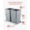 Vevor Double 35QTx2 Pullout Waste Container Under Cabinet Kitchen Trash Can Soft Close CH-LS35L02 - alternate 6