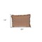 Homeroots 14" X 20" Brown and White Cotton Lumbar Throw Pillow with Fringe 529245 - alternate 5