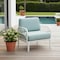 Homeroots 31" White Heavy Duty Plastic Outdoor Armchair With Sea Green Cushion 565279 - alternate 6