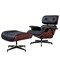 Homeroots 27" Black and Rosewood Tufted Genuine Leather Swivel Lounge Chair With Ottoman 636223 - alternate 9