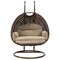 Leisuremod Mendoza Dark Brown Wicker Hanging 2 person Egg Swing Chair with Paupe Cushions MSCDBR-53TP - alternate 10