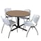 Regency Round Cain Breakroom Table W/ 4 M Stack Chairs, 48 in W, 48 in L, Noble Oak TB48RNDNO47GY - alternate 1