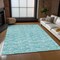 Homeroots 3' X 5' Teal Blue And Ivory Geometric Washable Indoor Outdoor Area Rug 583390 - alternate 9