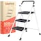Campior White 3-Step Foldable Stool, Heavy-Duty, 500 lbs Capacity, Anti-Slip, Steel Frame, Space-Saving Design DRIB3STPWH - alternate 1