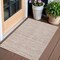 Homeroots 3' X 5' Salmon Copper And Beige Striped Washable Indoor Outdoor Area Rug 587968 - alternate 1