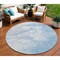 Homeroots 8' Sky Blue Denim Blue And Silver Round Abstract Washable Indoor Outdoor Area Rug 582220 - alternate 1