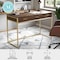 Martha Stewart 19.75 in. D X 47.25 in. W X Engineered Wood, Steel, Walnut/Polished Brass ZG-ZP-028-BR-GLD-MS - alternate 9