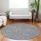 Homeroots 8' Denim Blue Ivory And Coral Round Floral Washable Indoor Outdoor Area Rug 604769 - alternate 9