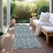 Homeroots 8' Runner Teal Damask Washable Non Skid Indoor Outdoor Runner Rug 563899 - alternate 8