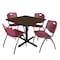 Regency Square Cain Breakroom Table W/ 4 M Stack Chairs, 36 in W, 36 in L, Neo Walnut TB3636NW47BY - alternate 1
