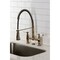 Kingston Brass Double-Handle Deck-Mount Pre-Rinse Bridge Kitchen Faucet, Antique Brass GS1273BPL - alternate 6