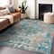 Homeroots 10' X 14' Teal Blue Ivory And Light Brown Damask Washable Indoor Outdoor Area Rug 596398 - alternate 9