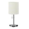Homeroots Set of Two 17" Silver Metal Candlestick USB Table Lamps With Ivory Drum Shade 545831 - alternate 8