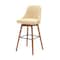 Homeroots 30" Cream and Wood Brown Faux Leather with Solid Wood Swivel Bar Height Bar Chair 534484 - alternate 8