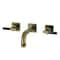 Kingston Brass Double-Handle Wall Mount Bathroom Faucet with Knurled Handle, Antique Brass KS6123KNL - alternate 1