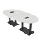 Skutchi Designs Boval Conference Table With Power Unit, 48 in W, 96 in L, White HAR-BOVL-48X96-DOU.BK-WA7976-EBLK - alternate 1