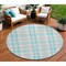 Homeroots 8' Aqua And Gray Round Plaid Washable Indoor Outdoor Area Rug 601316 - alternate 1