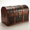 Vintiquewise Wooden Leather Round Top Treasure Chest, Decorative storage Trunk with Lockable Latch QI003016 - alternate 1