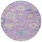 Homeroots 8' Purple Ivory And Denim Blue Round Floral Washable Indoor Outdoor Area Rug 605327 - alternate 7