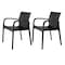 Homeroots Set of Two Black Heavy Duty Plastic Outdoor Stacking Dining Chairs, 2PK 565198 - alternate 1