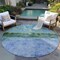 Homeroots 8' Blue And Lime Green Round Abstract Washable Indoor Outdoor Area Rug 618603 - alternate 7
