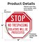 Signmission Stop No Trespassing Violators Will, 4 inch X 4 inch, Vinyl Decal, 2PK OC-D-2PACK-4-224 - alternate 4