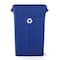 Suncast Commercial 23 GALLON SLIM TRASH CAN with HANDLES, BLUE/RECYCLE LOGO TCNH2030BLR - alternate 4