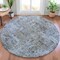 Homeroots 8' Blue And Taupe Round Abstract Washable Indoor Outdoor Area Rug 630527 - alternate 5