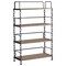 Homeroots 59" Rustic Oak Distressed Metal and Wood Four Tier Etagere Bookcase 285763 - alternate 1