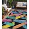 Homeroots 5' X 8' Black Pink And Yellow Striped Washable Indoor Outdoor Area Rug 618041 - alternate 1