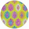 Homeroots 8' Lime Green Pink And Purple Round Southwestern Washable Indoor Outdoor Area Rug 615148 - alternate 7