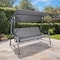 Sunjoy Luxury Grey 4-Seater Steel Patio Swing and Bed with Elastic Metal Mesh Seat, Convertible Design A215012900 - alternate 1