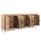 Homeroots 95in Natural And Antiqued Gold Solid Wood Carved Geometric Sideboard with Six Doors 521383 - alternate 10