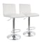 Elama 2 Piece Tufted Faux Leather Adjustable Bar Stool in White with Chromed Base ELM-7228-WHT - alternate 9